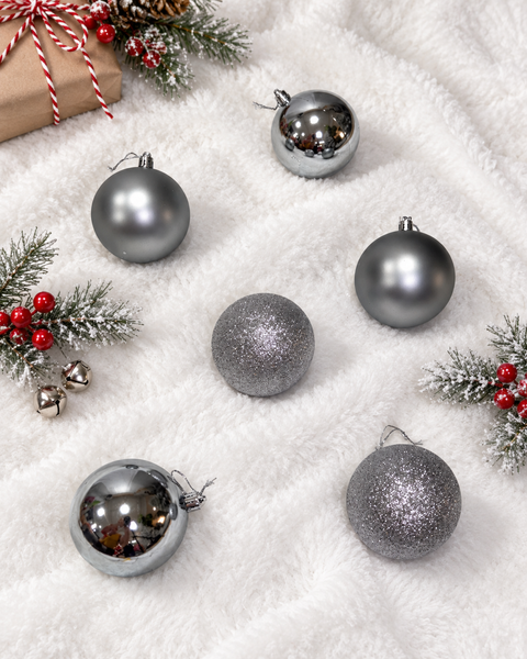 Bolas x24 pcs 8 cm Plata - foto adicional