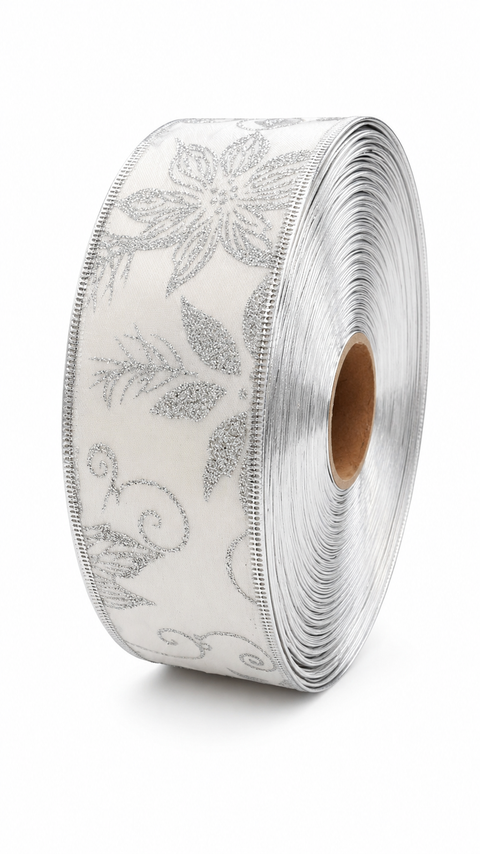 Cinta crema con flores plata CIN 60 - foto 1