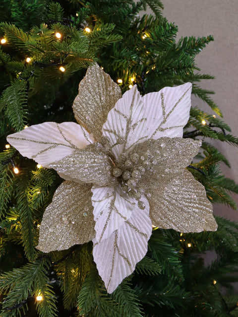 Flor crema dorada 26 cm - foto adicional