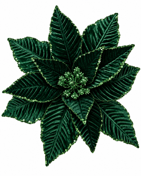 Poinsettia de Terciopelo Verde - foto adicional