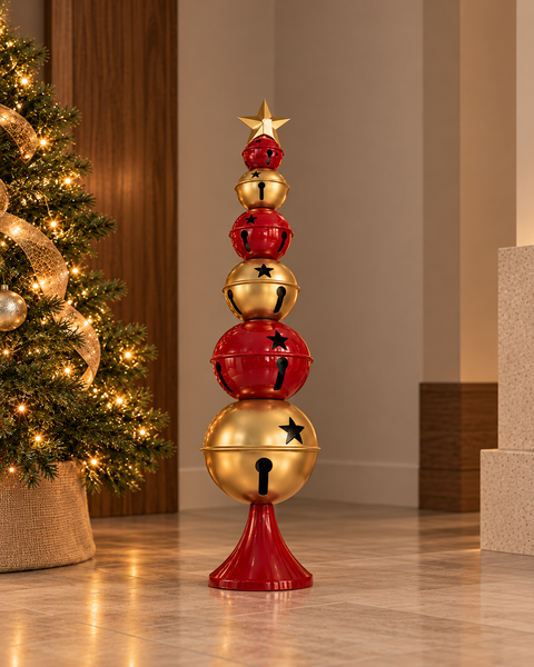 Árbol Grande de Cascabeles Rojo y Dorado - foto 1