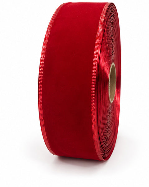 Cinta de Terciopelo Roja 6.3 cm x 100 yd - foto 1