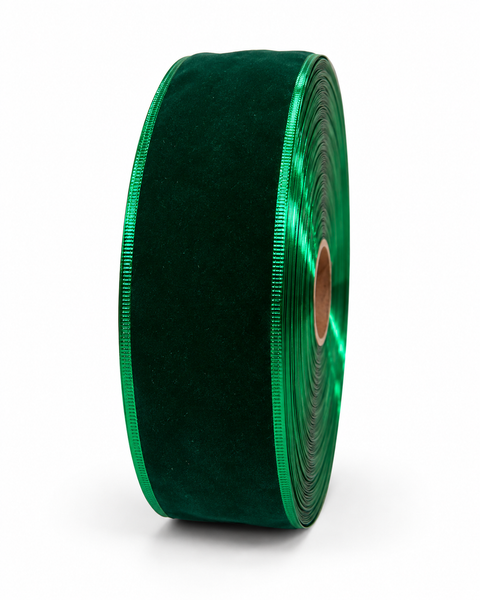 Cinta de Terciopelo Verde Oscuro 6.3 cm x 100 yd - foto 1