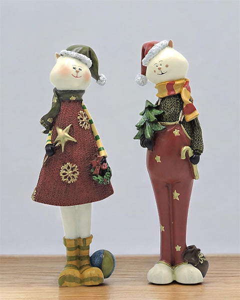 pareja de gatos navideños