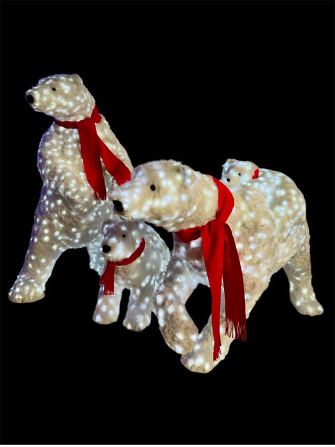 Familia de osos en fibra de vidrio - luz blanca