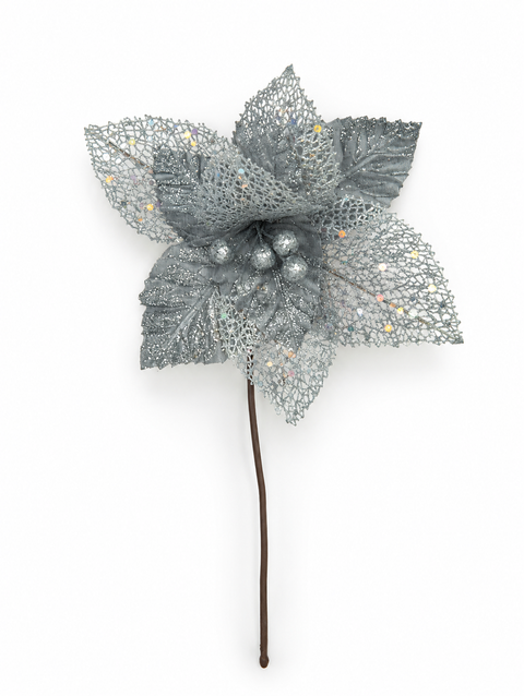 Flor navideña gamuza y malla 20 cm - foto 1